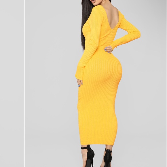 Yellow Knit Dress - Picture 2 of 3